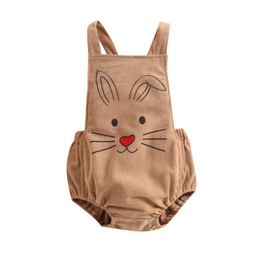 Tan corduroy romper(3-6m)