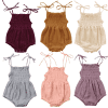 Solid stretch bodice romper with shoulder tie(12-18m)(Maroon)