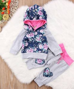 Navy grey floral 2 piece set