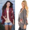 Maroon lace trim floral kimono(L)