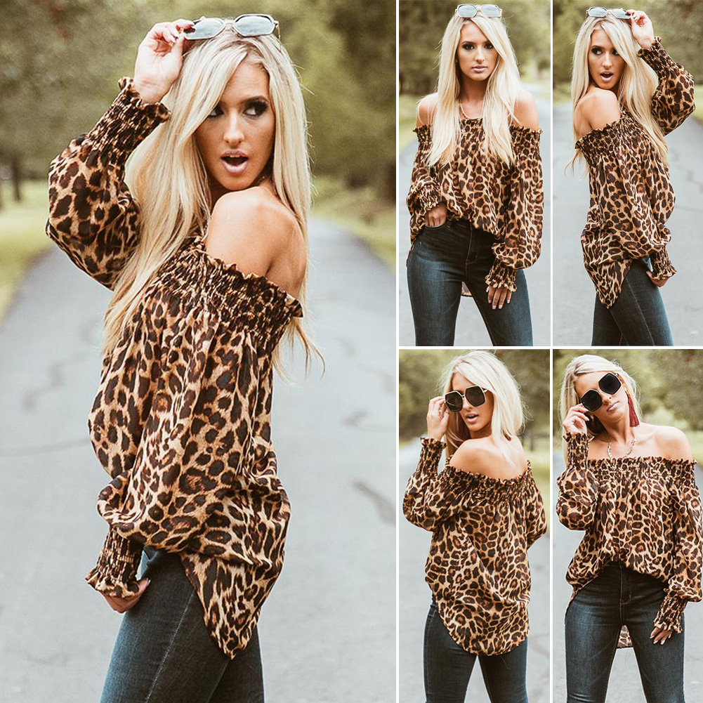 Leopard off shoulder top(XL)