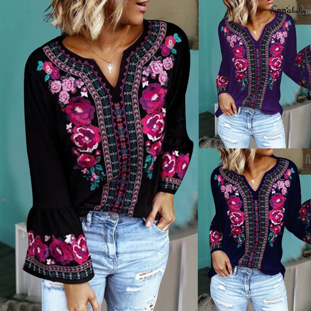 Navy longsleeve printed tunic(XLarge)