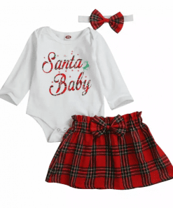 Santa baby plaid set
