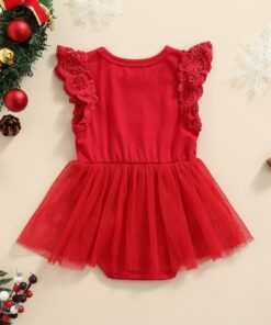 Alternative view of My 1st christmas gold printed lace romper