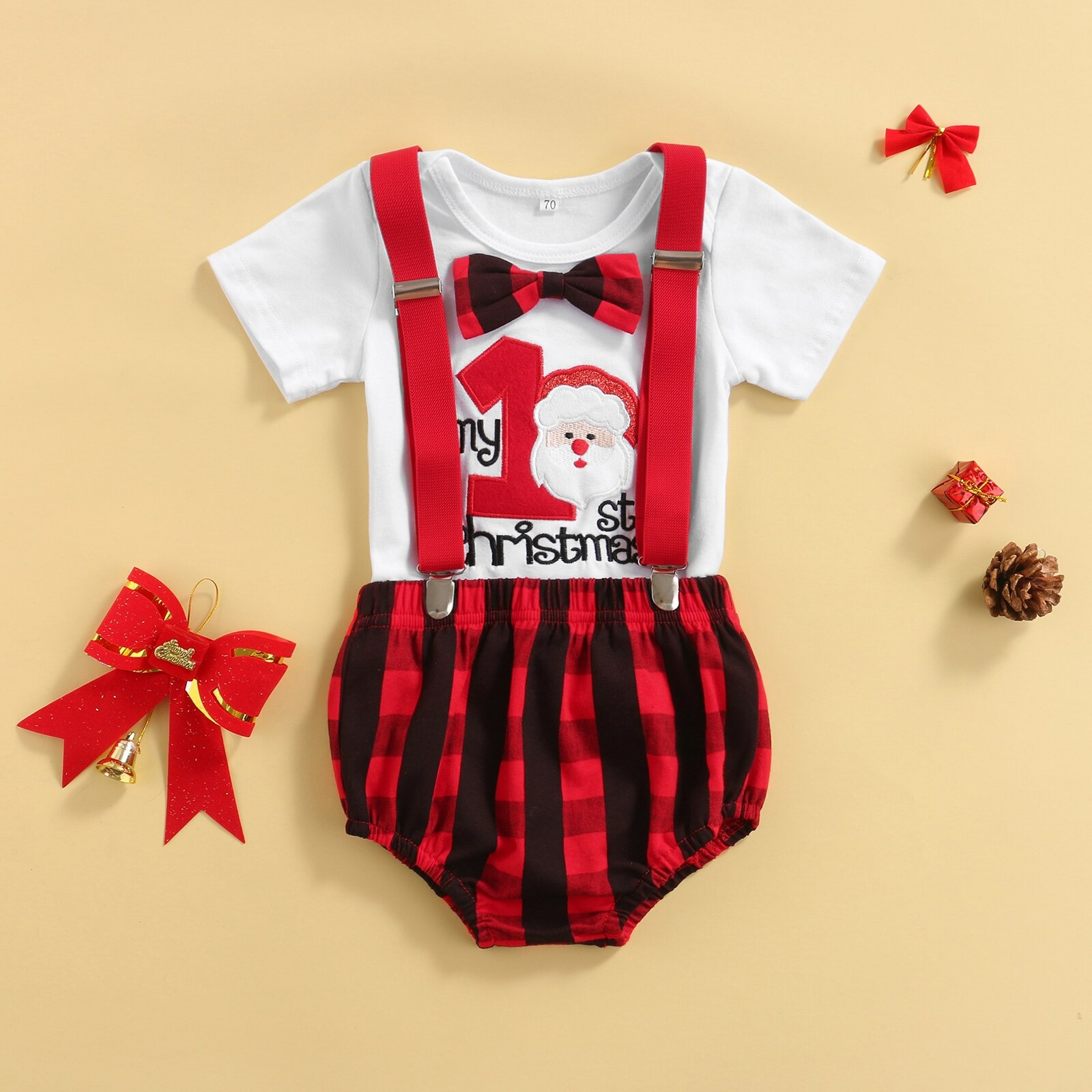 My 1st Christmas plaid bottom with suspenders - Image 2