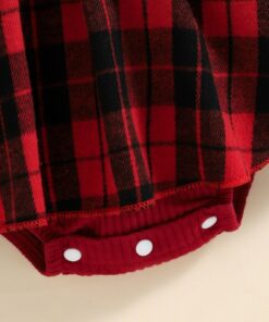 Plaid ribbed romper and matching headband - Image 4