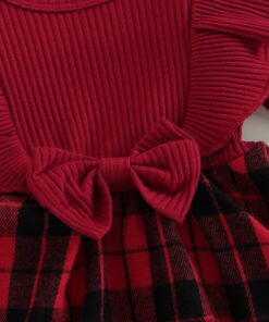 Plaid ribbed romper and matching headband - Image 3