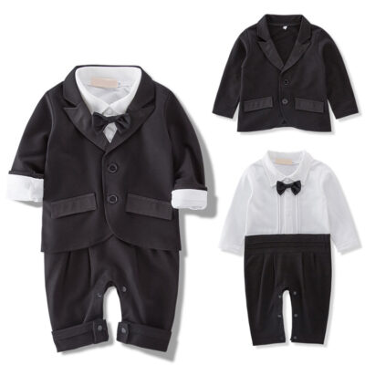 All in one boys suit set with black suit jacket