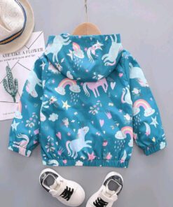Petrol Blue Unicorn Windbreaker - Image 3