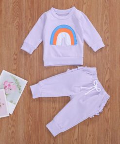 Lavender Rainbow Crewnek Sweatshirt and Pants - Image 3