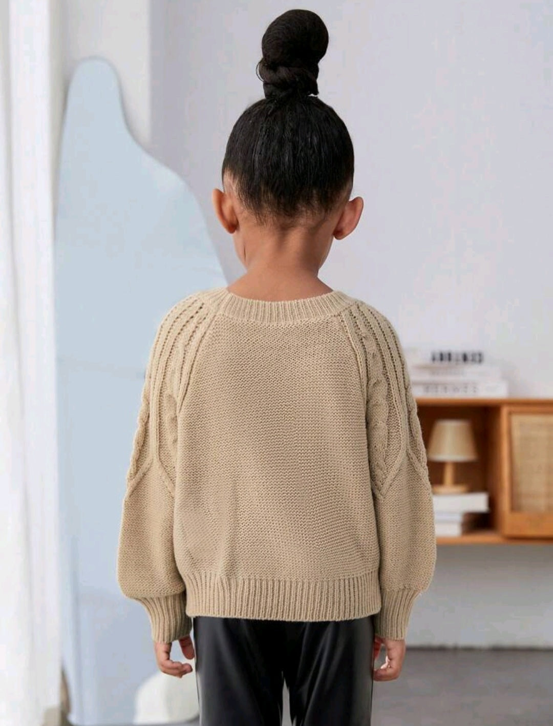 Beige Crewnek Cable Knited Sweater Gender Neutral - Image 5