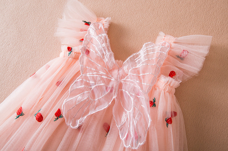 Berry Butterfly Tulle Pink Dress - Image 2