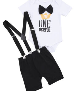 Mr ONE Derful Romper, Shorts and Suspenders - Image 2