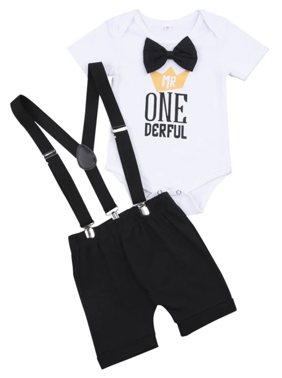 Mr ONE Derful Romper, Shorts and Suspenders - Image 2