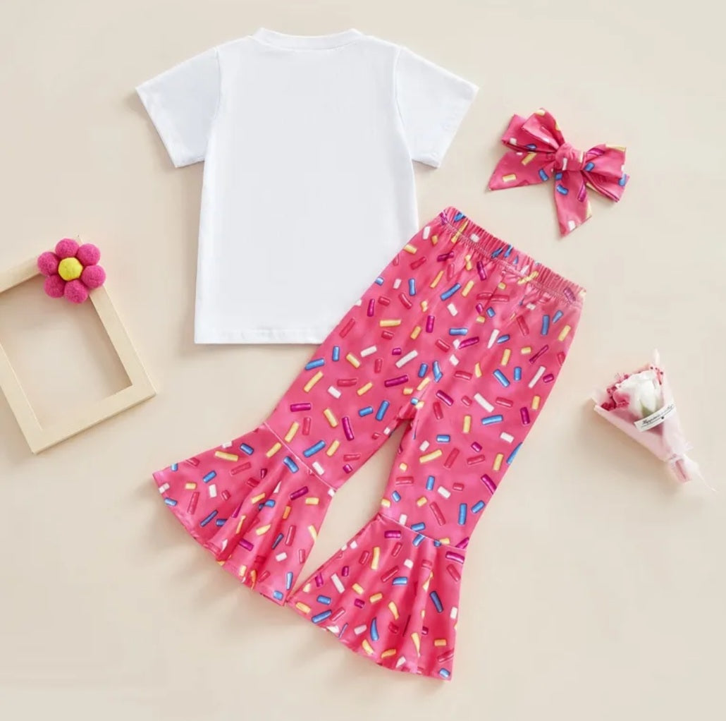 Two Sweet Donuts T-shirt with Bell Bottoms and Headband - Image 3