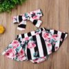 Black Stripe Pink Rose Bloomer Skirt and Headband