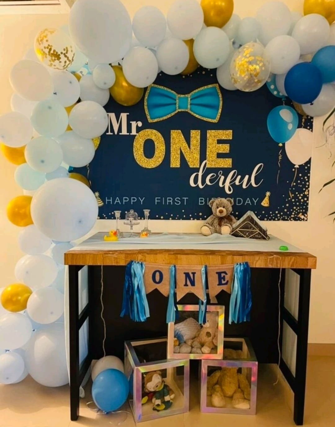 Blue First Birthday Decor Set 14PSC - Image 3