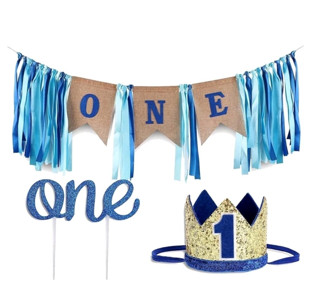Blue First Birthday Decor Set 14PSC - Image 4