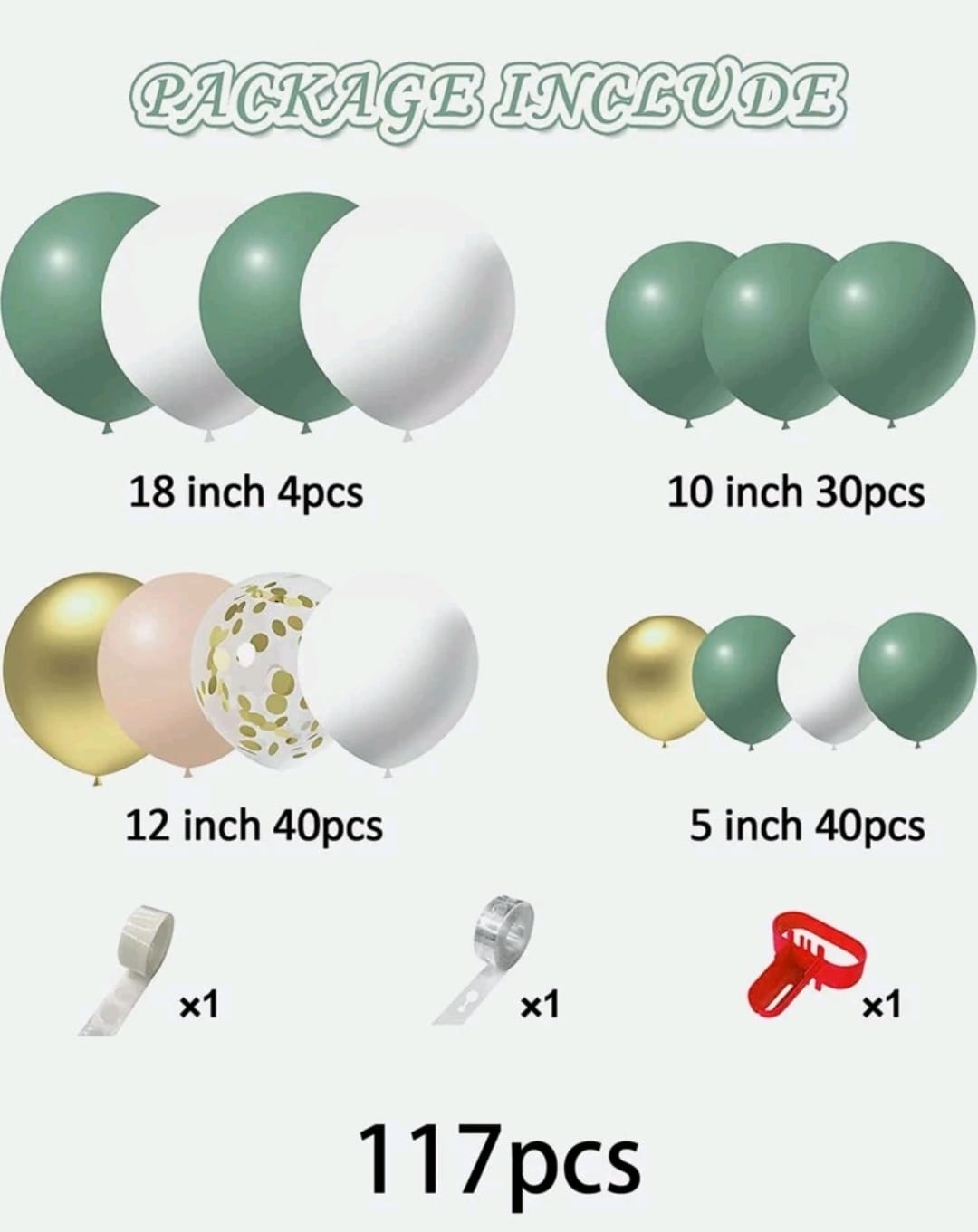 Sage Balloon Arch 117PSC - Image 5