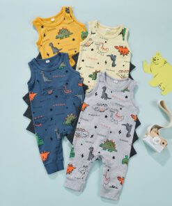 Alternative view of Yellow all in one dino jumpsuit