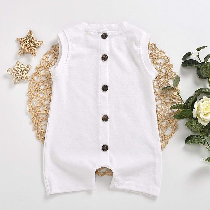 White all in one buttoned down romper