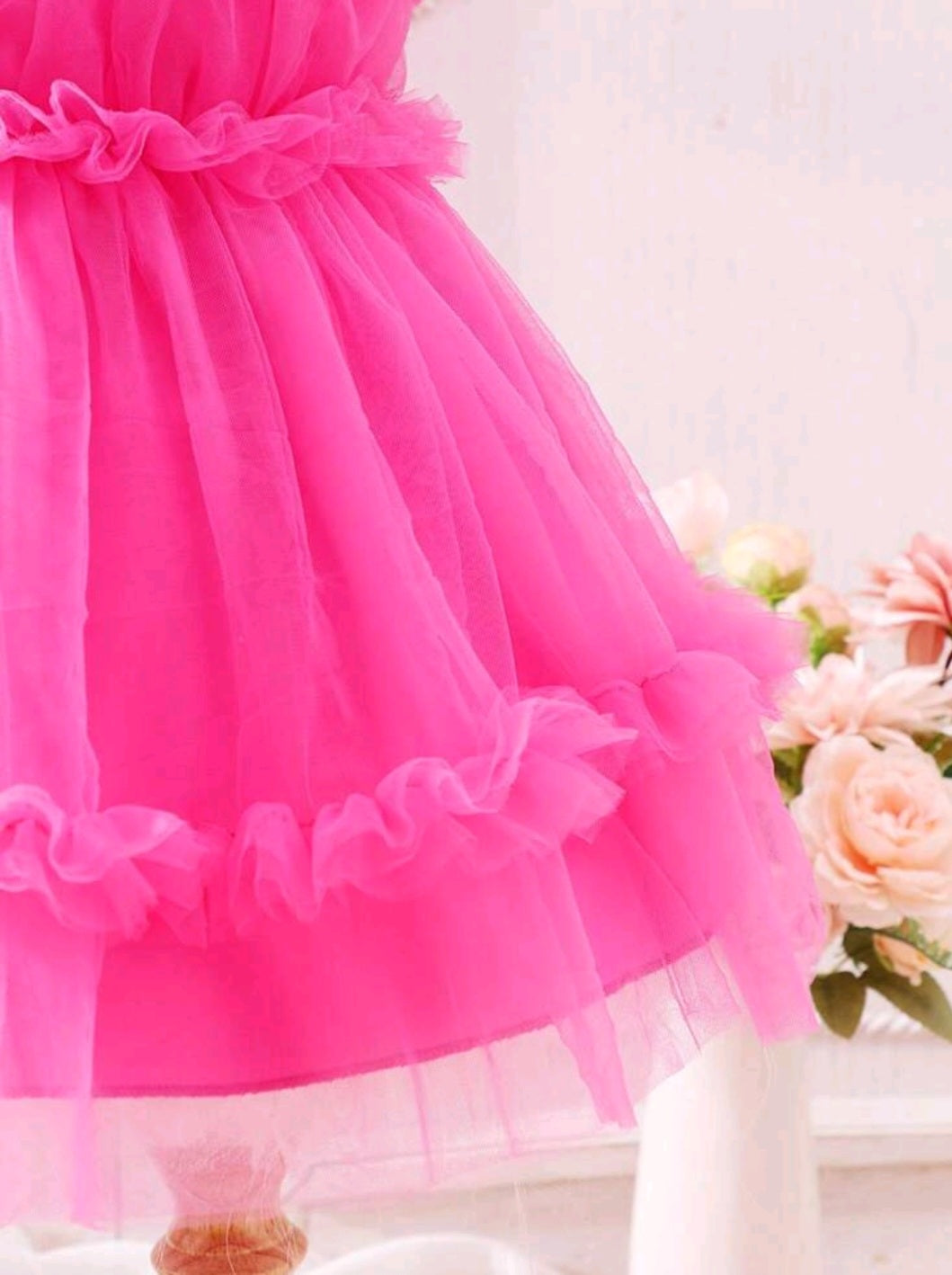 Cerise Pink Ruffle Dress - Image 3