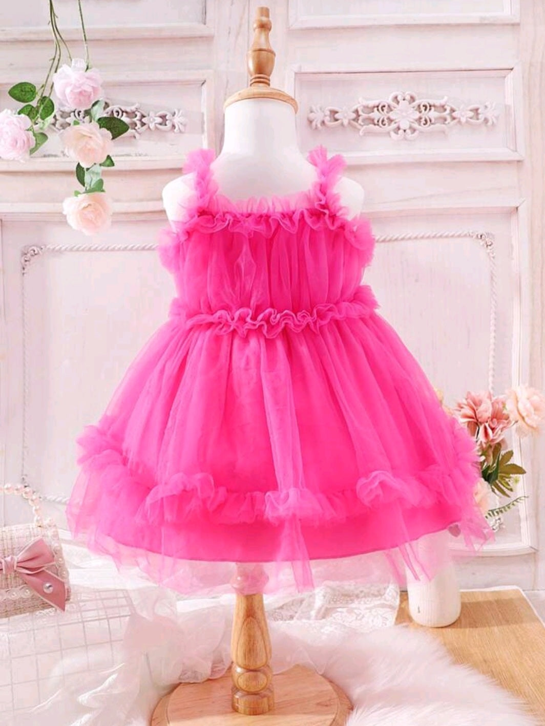Cerise Pink Ruffle Dress - Image 4