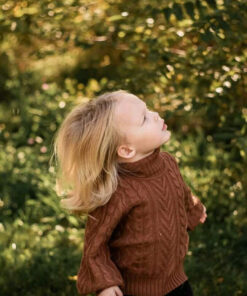 Chocolate Cable Knit Turtle Neck Sweater Gender Neutral - Image 5