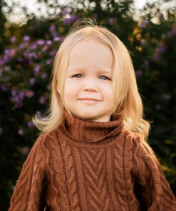 Chocolate Cable Knit Turtle Neck Sweater Gender Neutral - Image 6