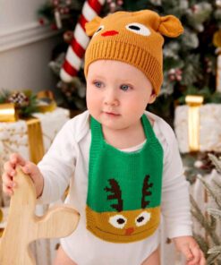 Knitted Raindeer Bib 1PSC