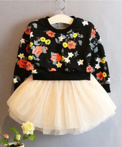 Alternative view of Cream tulle skirt with black floral top
