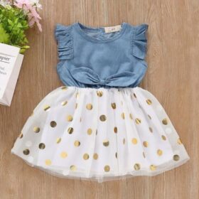 Denim gold polka dress