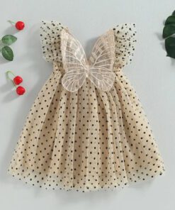 Alternative view of Champagne Polka Lace Butterfly Tulle Dress