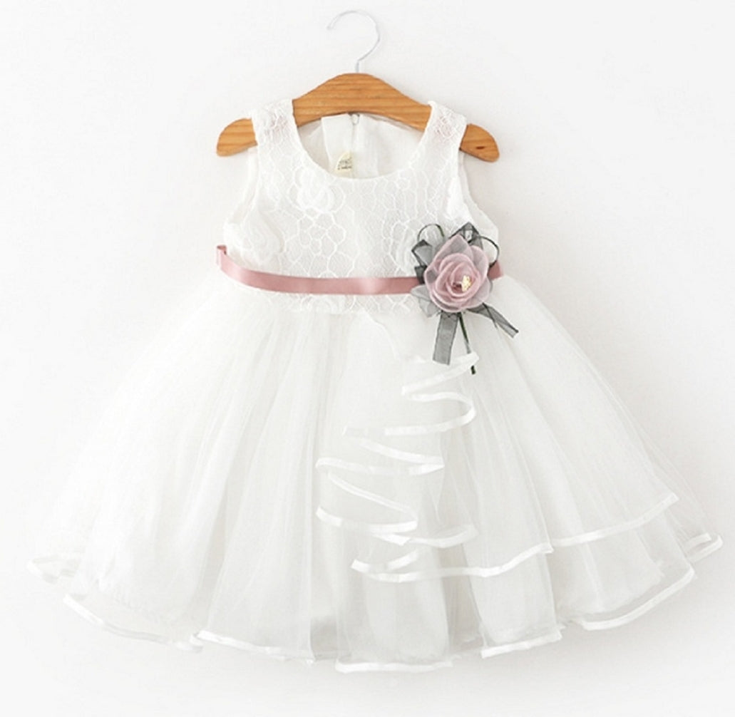White Ruffle Lace Dress