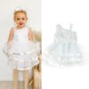 White Ruffle Silver Sequins Special Occasions Dress