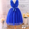 Royal Blue Sequins Bust Tulle Dress with Belt/Headband
