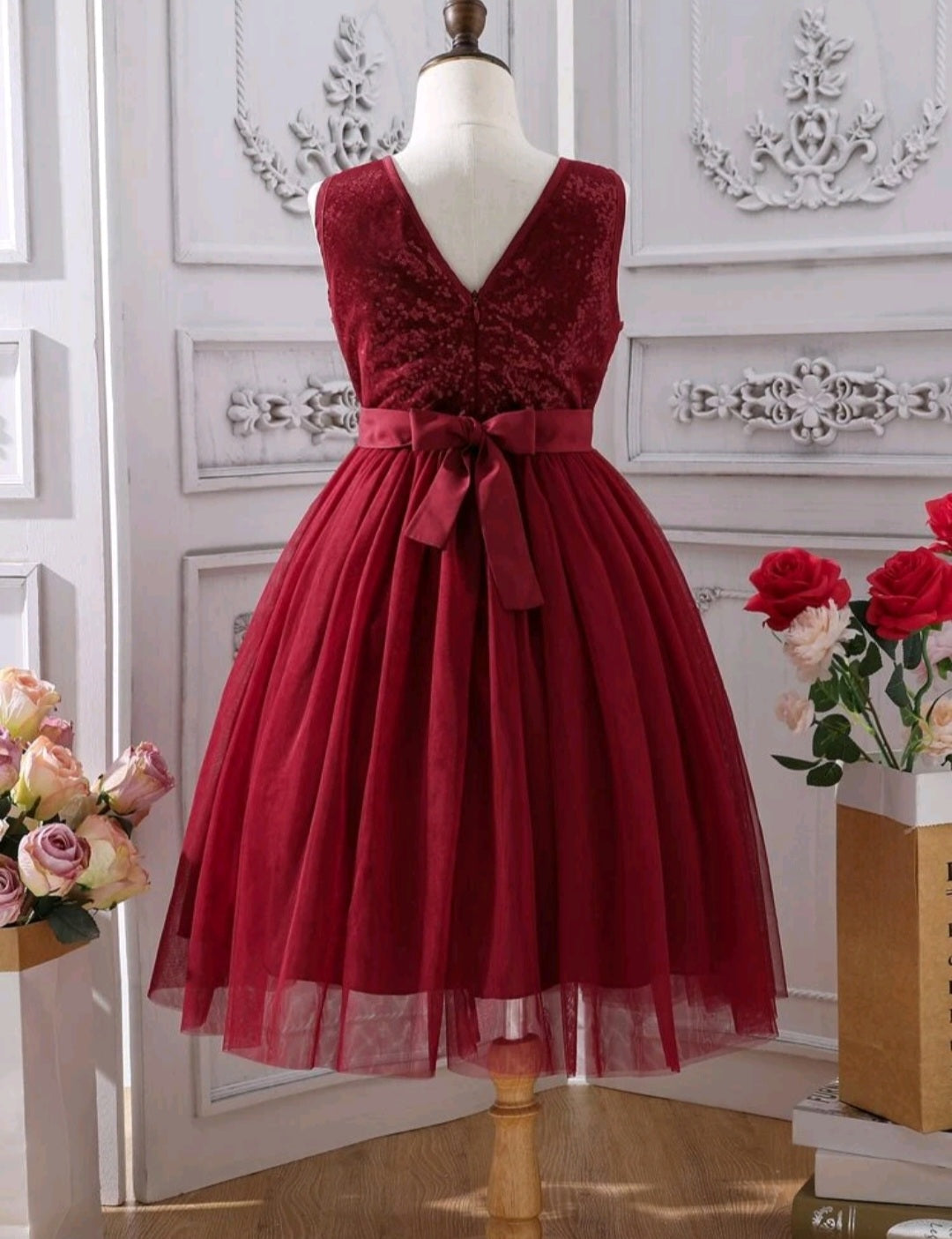 Maroon Sequins Special Occasions Dress - Image 2