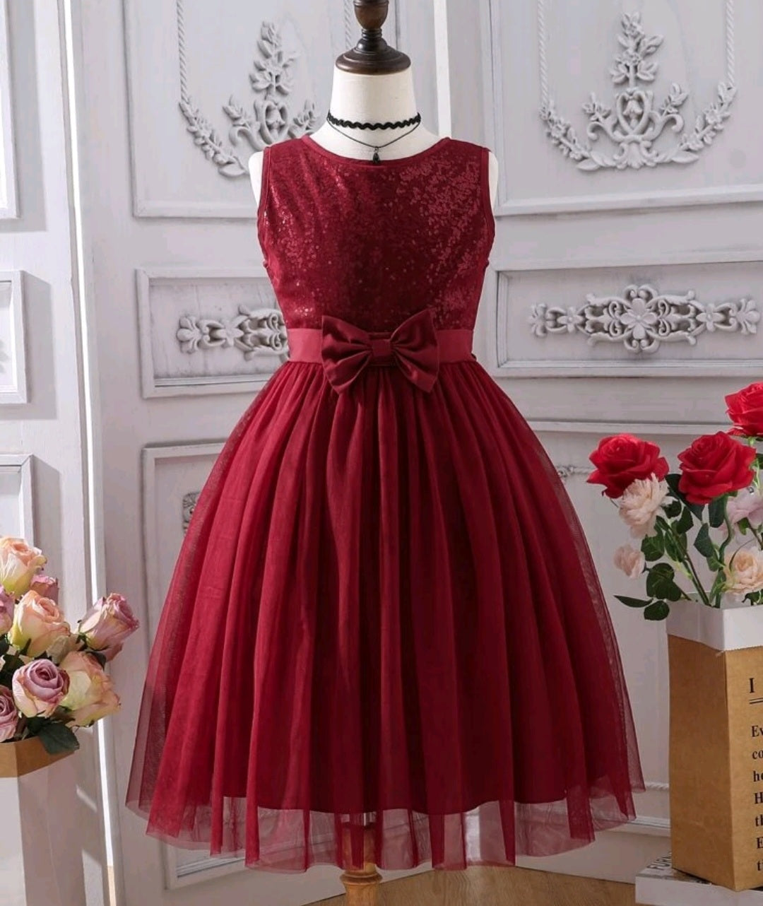 Maroon Sequins Special Occasions Dress