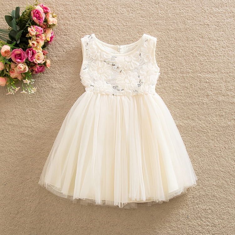Cream sequin tulle bodice dress - Image 4