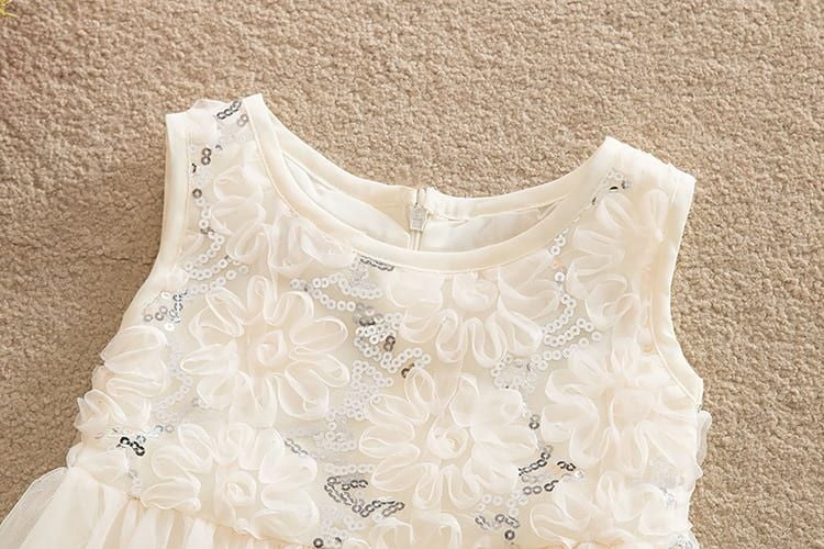 Cream sequin tulle bodice dress - Image 3