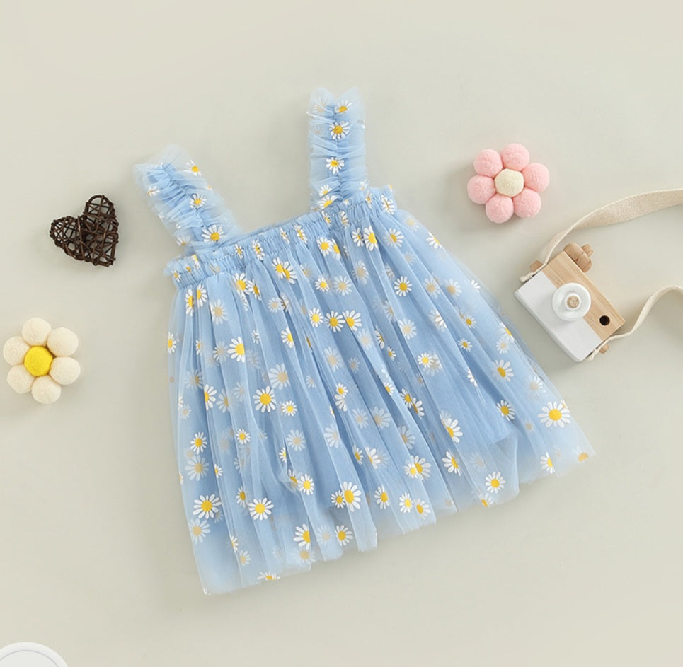 Blue Daisy Tulle Dress - Image 4