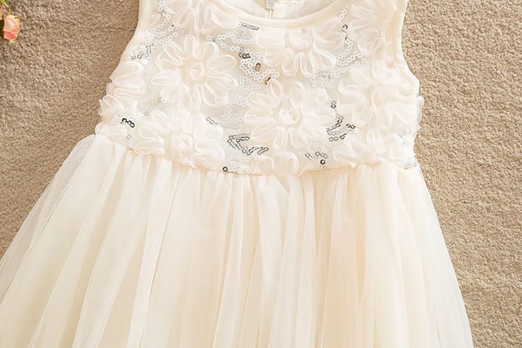 Cream sequin tulle bodice dress - Image 2