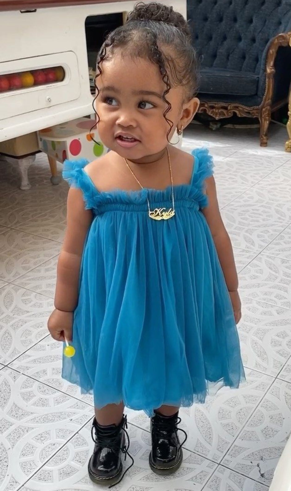 Turquoise Tulle Dress - Image 6