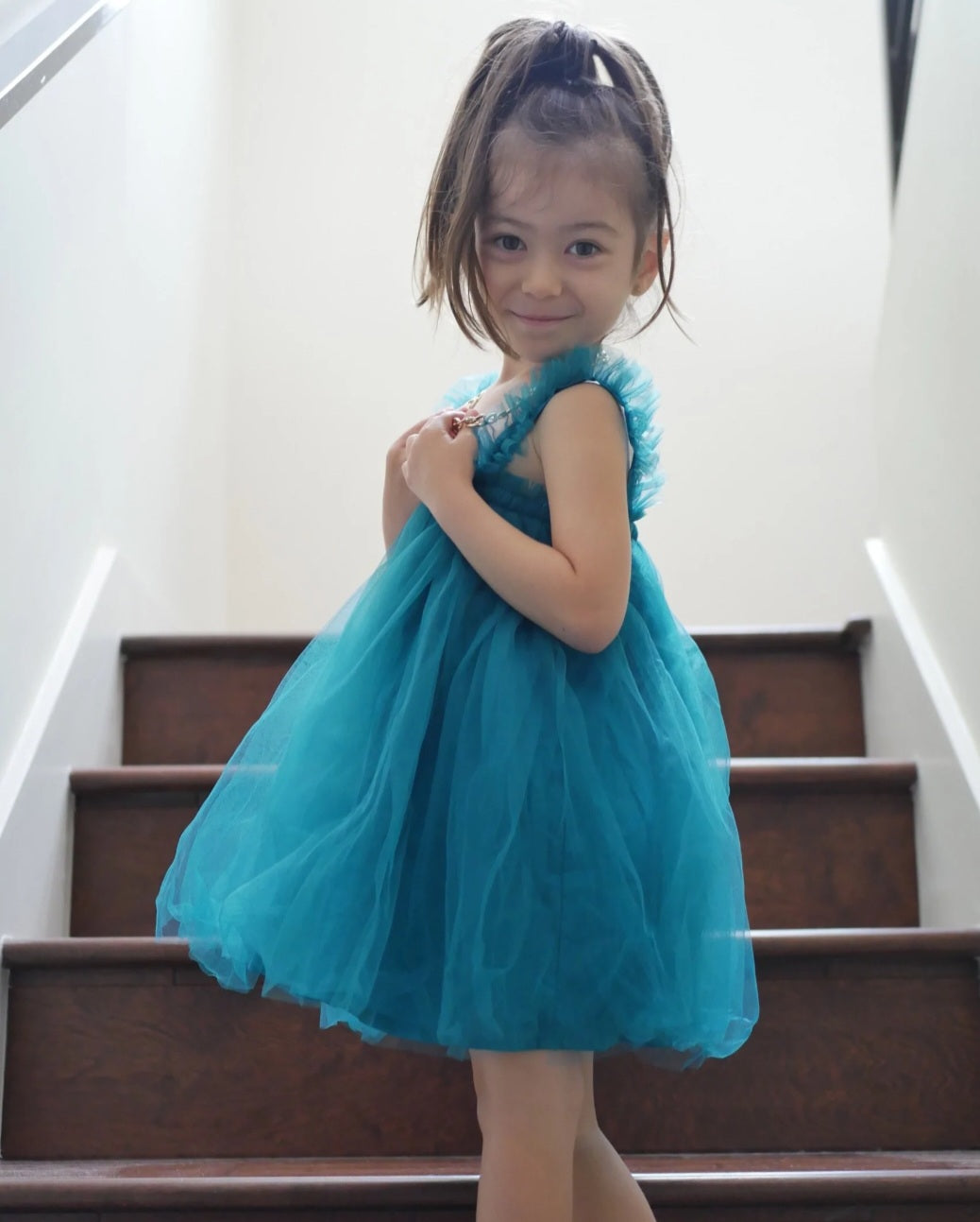 Turquoise Tulle Dress - Image 5