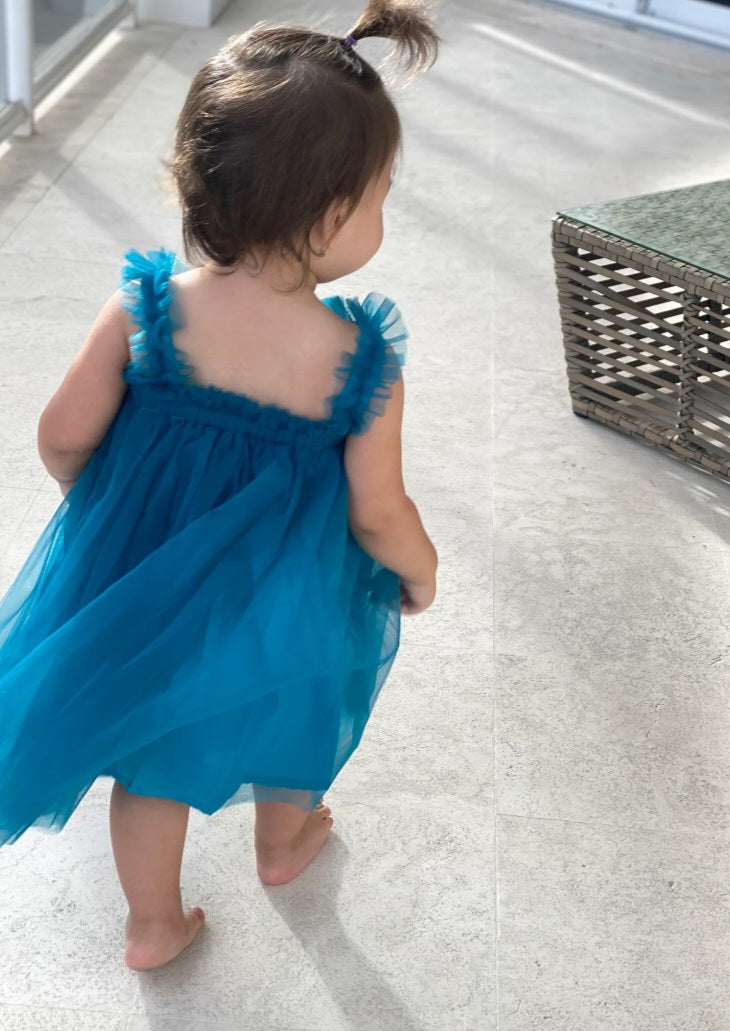 Turquoise Tulle Dress - Image 3
