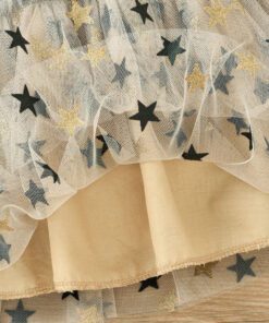 Long Sleeve Black and Gold Star Dress with Headband - Image 3