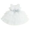 White Special Occasions Dress with Silver Sequins Bow