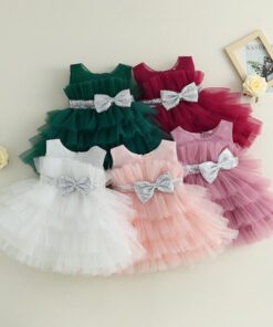 Alternative view of Dusty Pink Special Occasions Dress with Silver Sequins Bow