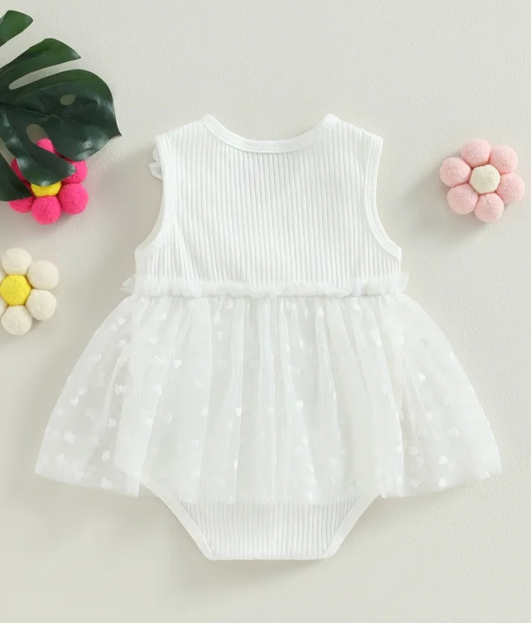 Ribbed White Lace Romper with Romantic Tulle Tutu - Image 3
