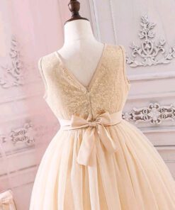 Alternative view of Cream Sequins Bust Special Occasions Tulle Dress and Belt / Headband
